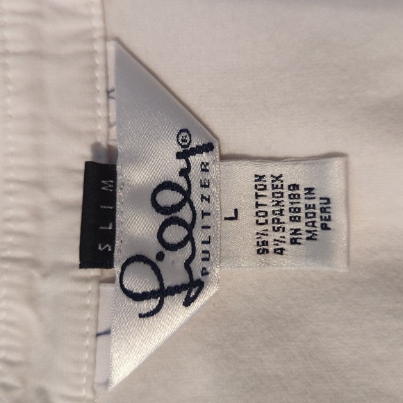 Lilly Pulitzer sz L Slim Long Sleeve Cotton Polo Shirt with Palm Tree Logo - Picture 6 of 6